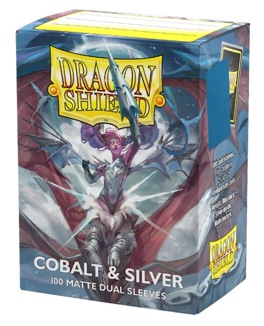 Dragon Shield Sleeves: Standard Matte Dual - Cobalt & Silver 100CT