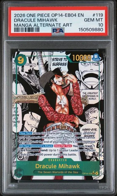Dracule Mihawk Manga Alternate Art - OP14-EB04 PSA 10
