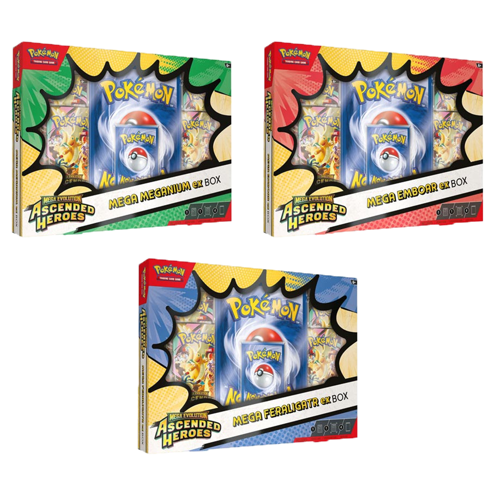 Ascended Heroes: Mega Meganium/Emboar/Feraligatr ex Box (Random Style)
